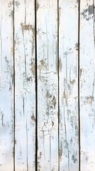 A white distressed wooden background with faded, cracked paint and a weathered texture.
