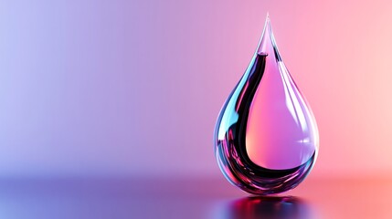 Obraz premium Abstract Glass Water Drop in Pink and Purple Neon Light