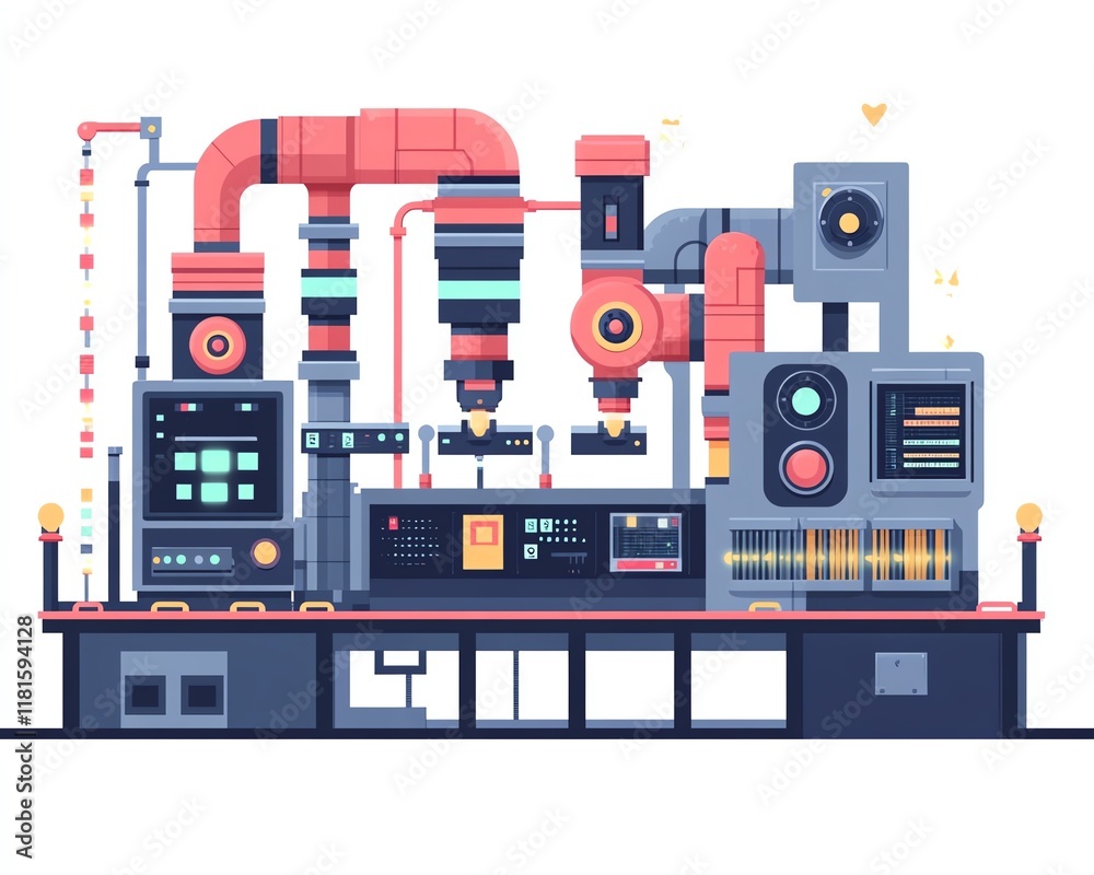 Poster Modern factory with a hightech automated production line, complete with digital interfaces and futuristic machines for precision and efficiency
