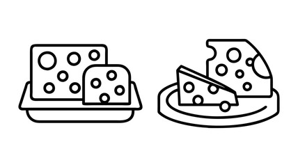 cheese platter icon, foods line art, foods vector - simple black line art icon of cheese platter perfect for logos, and foods -themed designs.