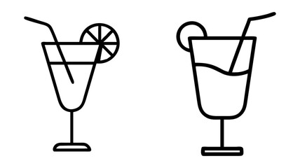 cocktail glass icon, foods line art, foods vector - simple black line art icon of cocktail glass perfect for logos, and foods -themed designs.