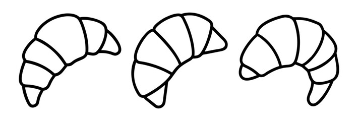 croissant icon, foods line art, foods vector - simple black line art icon of croissant perfect for logos, and foods -themed designs.