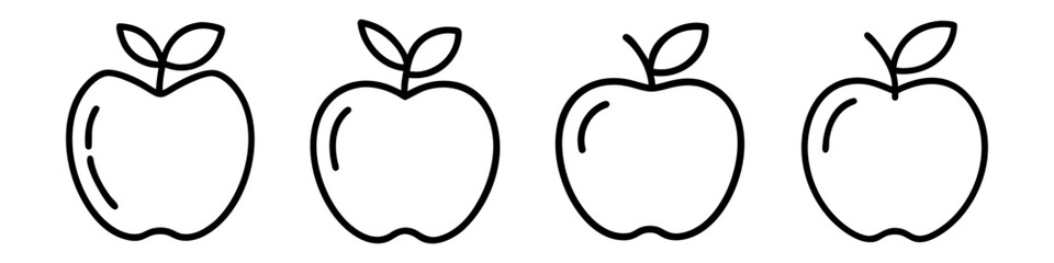 apple icon, foods line art, foods vector - simple black line art icon of apple perfect for logos, and foods -themed designs.