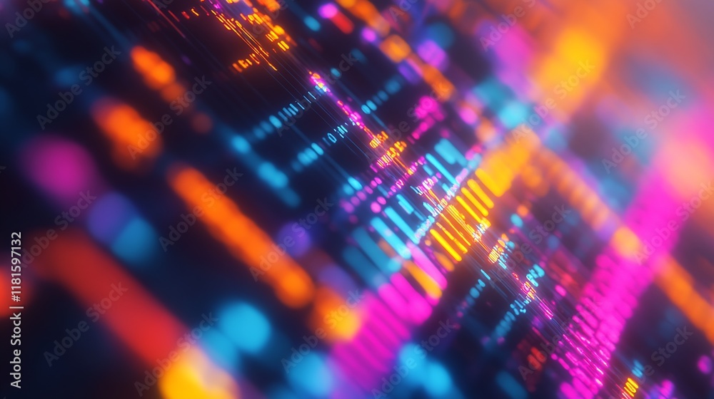 Poster Colorful Data Streams and Dynamic Matrix Effects Creating a Digital Harmony of Lights : Generative AI