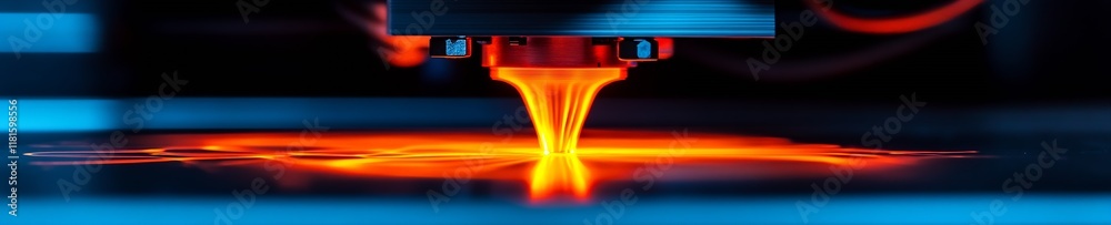 Poster High tech 3D printer in operational mode melting orange filament under controlled conditions : Generative AI