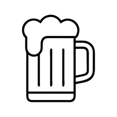 beer mug icon, foods line art, foods vector - simple black line art icon of beer mug perfect for logos, and foods -themed designs.