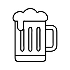 beer mug icon, foods line art, foods vector - simple black line art icon of beer mug perfect for logos, and foods -themed designs.