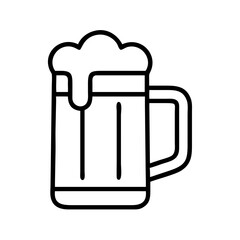 beer mug icon, foods line art, foods vector - simple black line art icon of beer mug perfect for logos, and foods -themed designs.