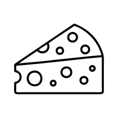 cheese wedge icon, foods line art, foods vector - simple black line art icon of cheese wedge perfect for logos, and foods -themed designs.