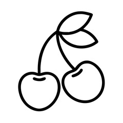 cherries icon, foods line art, foods vector - simple black line art icon of cherries perfect for logos, and foods -themed designs.