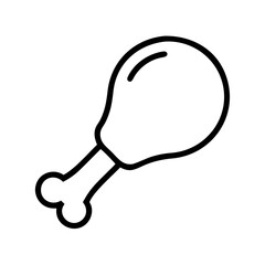 chicken drumstick icon, foods line art, foods vector - simple black line art icon of chicken drumstick perfect for logos, and foods -themed designs.