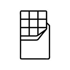 chocolate bar icon, foods line art, foods vector - simple black line art icon of chocolate bar perfect for logos, and foods -themed designs.