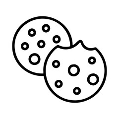 cookies icon, foods line art, foods vector - simple black line art icon of cookies perfect for logos, and foods -themed designs.