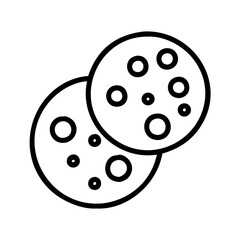 cookies icon, foods line art, foods vector - simple black line art icon of cookies perfect for logos, and foods -themed designs.