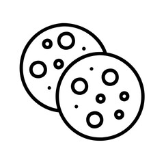 cookies icon, foods line art, foods vector - simple black line art icon of cookies perfect for logos, and foods -themed designs.