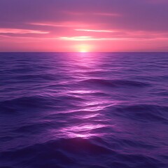 Obraz premium Purple sunset over calm ocean.