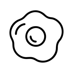 fried egg icon, foods line art, foods vector - simple black line art icon of fried egg perfect for logos, and foods -themed designs.
