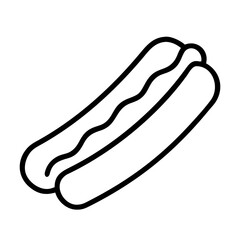 hot dog icon, foods line art, foods vector - simple black line art icon of hot dog perfect for logos, and foods -themed designs.