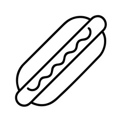 hot dog icon, foods line art, foods vector - simple black line art icon of hot dog perfect for logos, and foods -themed designs.
