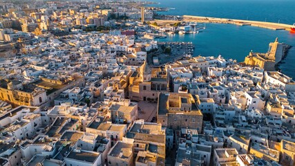 Drone Shot of Monopoli Italy, Apulia. Adriatic coast