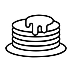 pancakes with syrup icon, foods line art, foods vector - simple black line art icon of pancakes with syrup perfect for logos, and foods -themed designs.