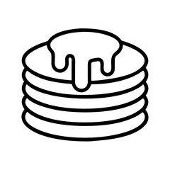pancakes with syrup icon, foods line art, foods vector - simple black line art icon of pancakes with syrup perfect for logos, and foods -themed designs.