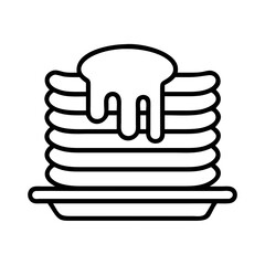 pancakes with syrup icon, foods line art, foods vector - simple black line art icon of pancakes with syrup perfect for logos, and foods -themed designs.