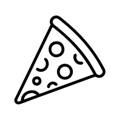 pizza slice icon, foods line art, foods vector - simple black line art icon of pizza slice perfect for logos, and foods -themed designs.