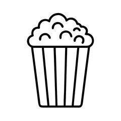 popcorn bucket icon, foods line art, foods vector - simple black line art icon of popcorn bucket perfect for logos, and foods -themed designs.