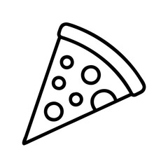pizza slice icon, foods line art, foods vector - simple black line art icon of pizza slice perfect for logos, and foods -themed designs.