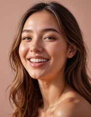 Fototapeta premium beauty shot of a joyous woman showcasing her natural beauty and an infectious