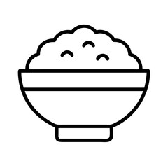 rice bowl icon, foods line art, foods vector - simple black line art icon of rice bowl perfect for logos, and foods -themed designs.