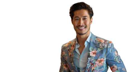 smiling man wearing a modern shirt with no background removed transparent background