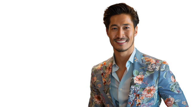 smiling man wearing a modern shirt with no background removed transparent background