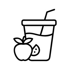 smoothie icon, foods line art, foods vector - simple black line art icon of smoothie perfect for logos, and foods -themed designs.