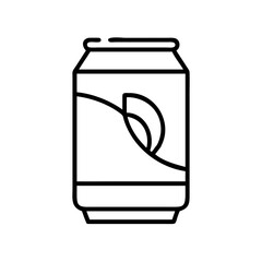 soda can icon, foods line art, foods vector - simple black line art icon of soda can perfect for logos, and foods -themed designs.