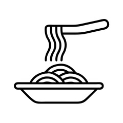 spaghetti icon, foods line art, foods vector - simple black line art icon of spaghetti perfect for logos, and foods -themed designs.