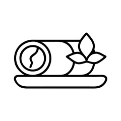 spring roll icon, foods line art, foods vector - simple black line art icon of spring roll perfect for logos, and foods -themed designs.