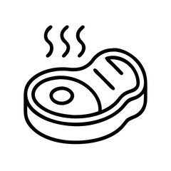 steak icon, foods line art, foods vector - simple black line art icon of steak perfect for logos, and foods -themed designs.