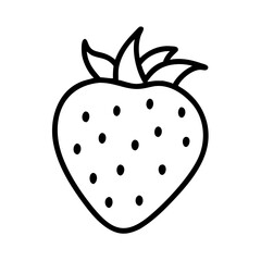 strawberry icon, foods line art, foods vector - simple black line art icon of strawberry perfect for logos, and foods -themed designs.