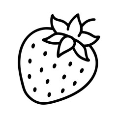 strawberry icon, foods line art, foods vector - simple black line art icon of strawberry perfect for logos, and foods -themed designs.