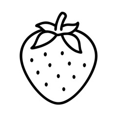 strawberry icon, foods line art, foods vector - simple black line art icon of strawberry perfect for logos, and foods -themed designs.