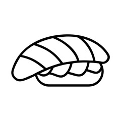 sushi nigiri icon, foods line art, foods vector - simple black line art icon of sushi nigiri perfect for logos, and foods -themed designs.