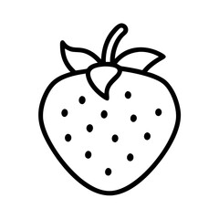strawberry icon, foods line art, foods vector - simple black line art icon of strawberry perfect for logos, and foods -themed designs.