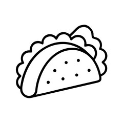 tacos icon, foods line art, foods vector - simple black line art icon of tacos perfect for logos, and foods -themed designs.