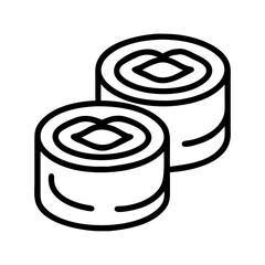 sushi roll icon, foods line art, foods vector - simple black line art icon of sushi roll perfect for logos, and foods -themed designs.