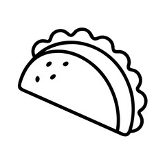 tacos icon, foods line art, foods vector - simple black line art icon of tacos perfect for logos, and foods -themed designs.