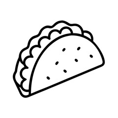 tacos icon, foods line art, foods vector - simple black line art icon of tacos perfect for logos, and foods -themed designs.