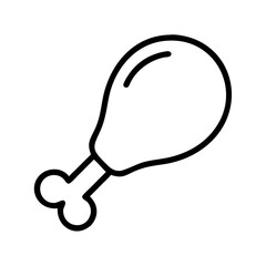 turkey leg icon, foods line art, foods vector - simple black line art icon of turkey leg perfect for logos, and foods -themed designs.