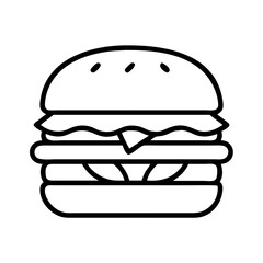 veggie burger icon, foods line art, foods vector - simple black line art icon of veggie burger perfect for logos, and foods -themed designs.
